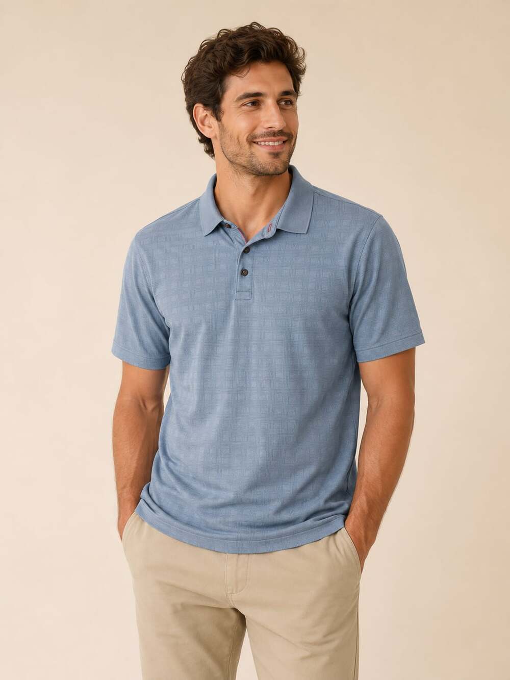 Tommy Bahama Pima Cotton Blend Plaid Short Sleeve Polo Shirt